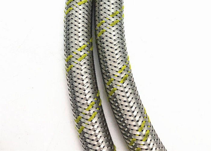 Gumowy wąż SBR 3/8 &quot;z oplotem ze stali nierdzewnej i dwiema żółtymi liniami